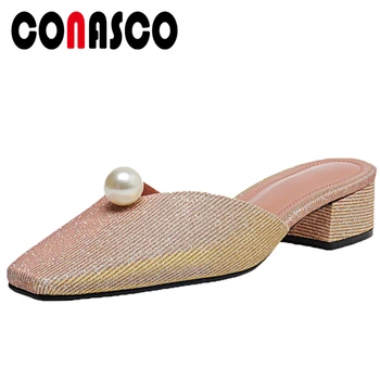 CONASCO 2020 Summer New Fashion Casual Women Sandals Slippers Pumps Mules Solid Color Thick Heels Pearl Square Toe Shoes Woman
CONASCO 2020 Summer New Fashion Casual Women Sandals Slippers Pumps Mules Solid Color Thick Heels Pearl Square Toe Shoes Woman