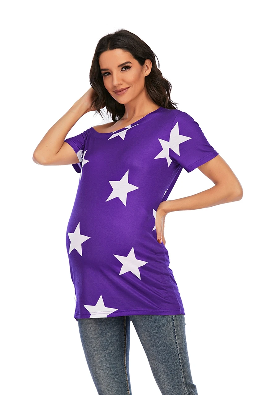 New European and American women's five-pointed star printed short-sleeved T-shirt for pregnant women plus size maternity wear
New European and American women's five-pointed star printed short-sleeved T-shirt for pregnant women plus size maternity wear