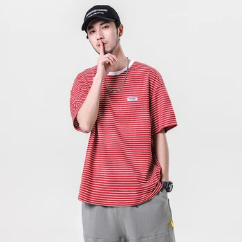 Men Fashion Stripe Short Sleeve Casual Cotton T Shirt Male Streetwear Hip Hop Japan Harajuku Loose Tees Shirts Couple Tshirt
Men Fashion Stripe Short Sleeve Casual Cotton T Shirt Male Streetwear Hip Hop Japan Harajuku Loose Tees Shirts Couple Tshirt