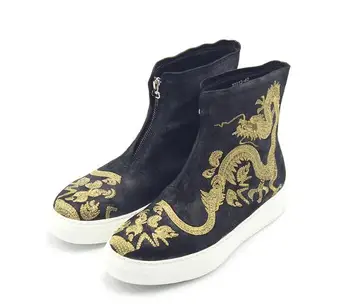 New winter nubuck leather men embroidery ankle boots round toe men shoes zipper fashion black men's boots 
New winter nubuck leather men embroidery ankle boots round toe men shoes zipper fashion black men's boots