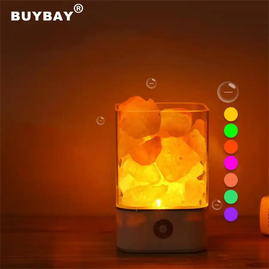salt lamp led air purifier night light bedside room table desk
