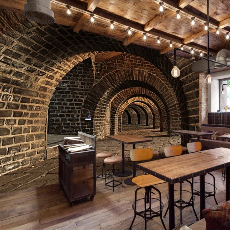 Beibehang-3D-underground-tunnel-channel-KTV-restaurant-wall-custom-large-mural-wallpaper-papel-de-parede-para (2)