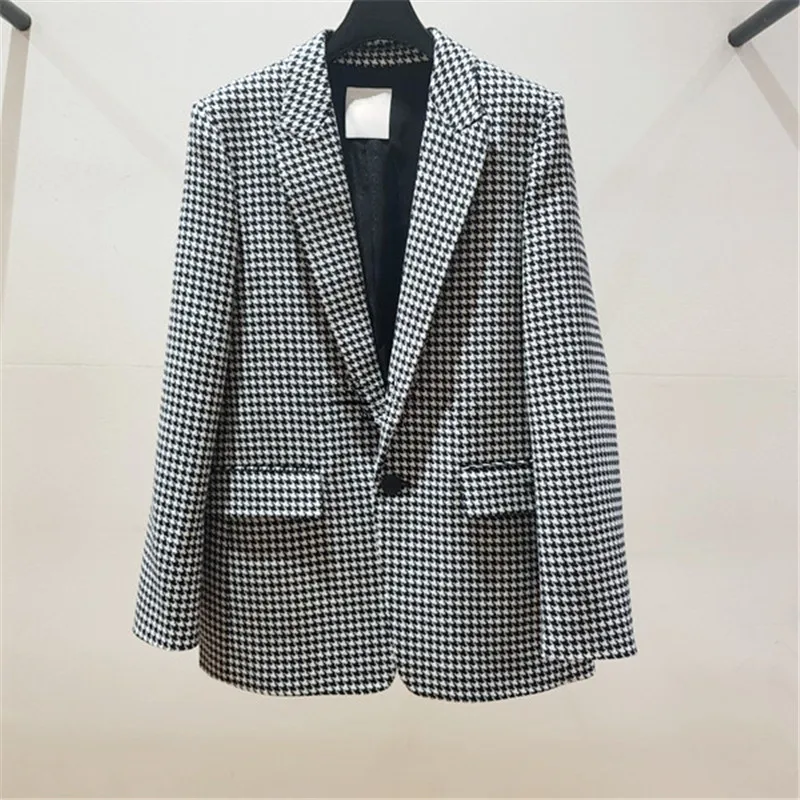 The New Autumn 2019 Model Is Full of Thousand Birds Button Suit Lapel Coat Notched Plaid Clothes Women Jackets and Coats Suit
The New Autumn 2019 Model Is Full of Thousand Birds Button Suit Lapel Coat Notched Plaid Clothes Women Jackets and Coats Suit