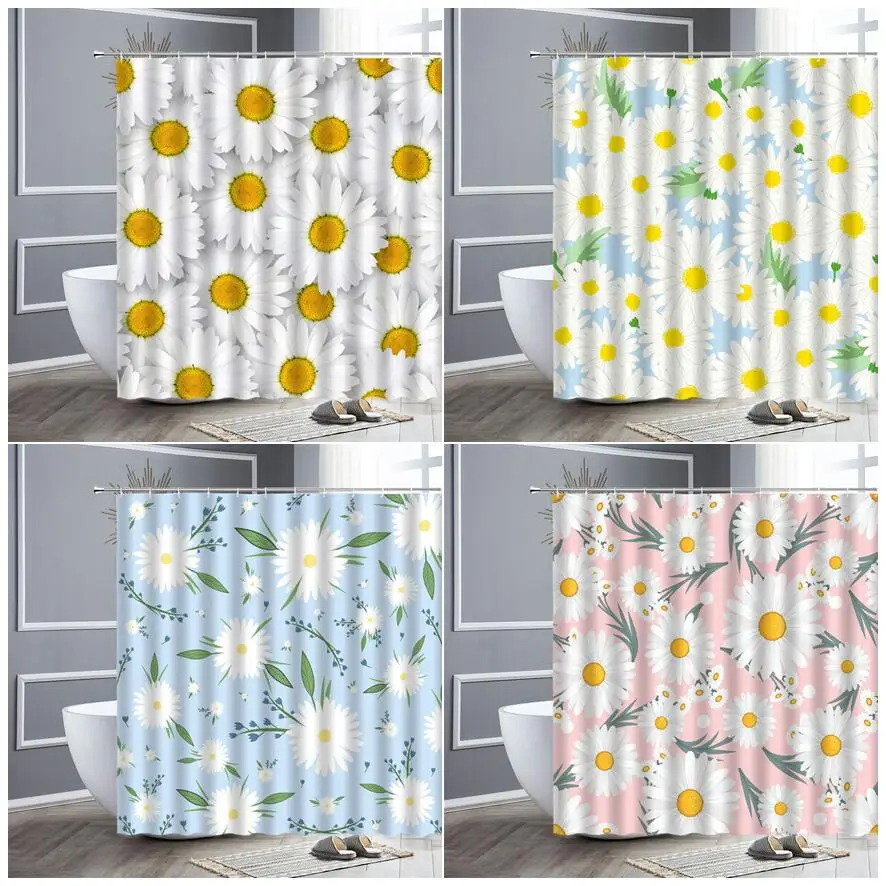 Занавеска для душа с белыми маргаритками, набор простых современных водонепроницаемых штор для ванной из полиэстера с 3D принтом, домашний декор
Занавеска для душа с белыми маргаритками, набор простых современных водонепроницаемых штор для ванной из полиэстера с 3D принтом, домашний декор