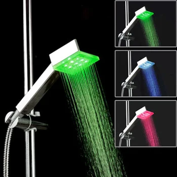 Bathroom Square LED Shower Head Hand-Held Color Changing Temperature Sensitive Shower Water Pressure Shower Head 
Bathroom Square LED Shower Head Hand-Held Color Changing Temperature Sensitive Shower Water Pressure Shower Head