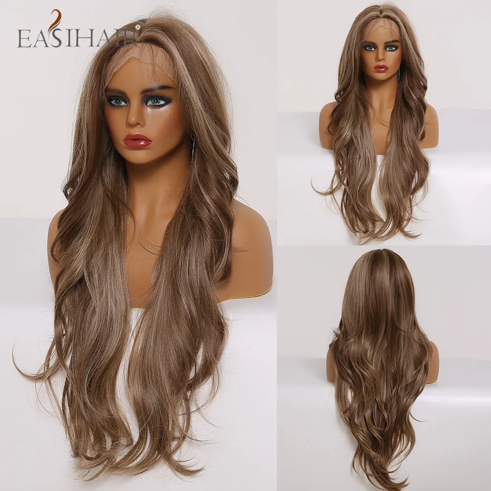 EASIHAIR Long Wavy Brown Synthetic Lace Front Wig with Blonde Highlight Heat Resistant Synthetic Wig for Women Afo High Density
EASIHAIR Long Wavy Brown Synthetic Lace Front Wig with Blonde Highlight Heat Resistant Synthetic Wig for Women Afo High Density