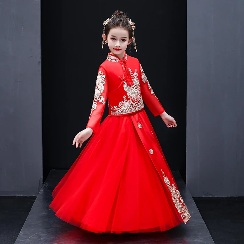 Girls Red Autumn New Hanfu Dress Retro Chinese Style Embroidery Princess Skirt Party Evening Performance Dresses Kids Vestido
Girls Red Autumn New Hanfu Dress Retro Chinese Style Embroidery Princess Skirt Party Evening Performance Dresses Kids Vestido