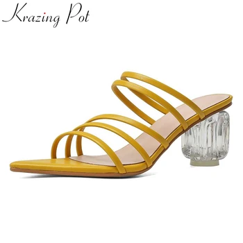 Krazing pot 2020 new pointed peep toe crystal high heels summer slip on mules simple style mature lady party sandals women L10
Krazing pot 2020 new pointed peep toe crystal high heels summer slip on mules simple style mature lady party sandals women L10