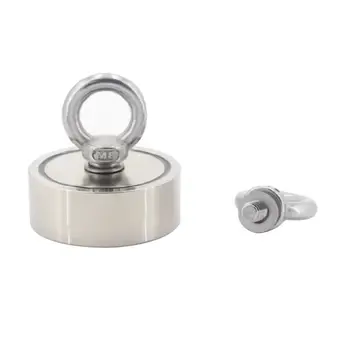 75mm Pulling Force Round Neodymium Fishing Magnet Strong Magnetic Salvage Tool With Eyebolt For Treasure Retrieving
75mm Pulling Force Round Neodymium Fishing Magnet Strong Magnetic Salvage Tool With Eyebolt For Treasure Retrieving