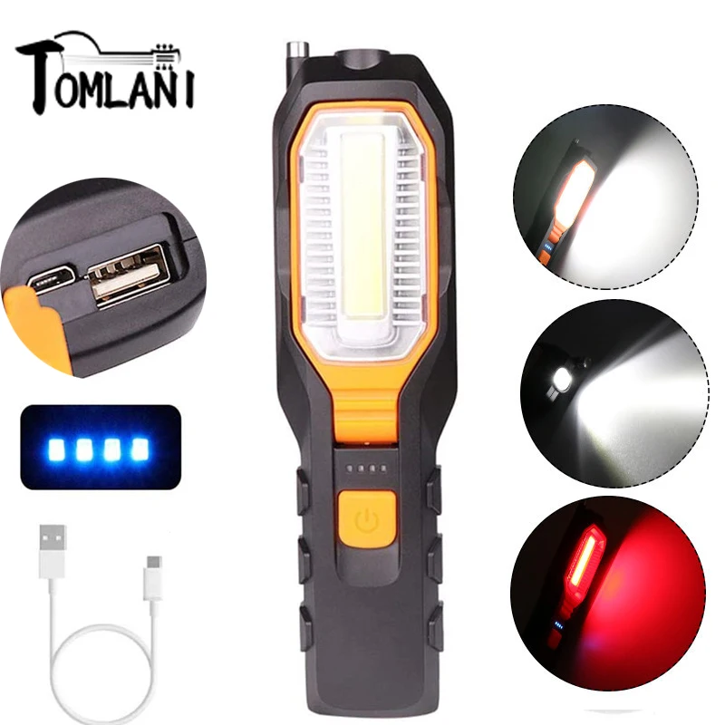 50W LED Rechargeable Work Light COB Inspection Light Portable Flashlight Torch Rotatable Magnetic Work Lamp 4 Modes For Reparing
50W LED Rechargeable Work Light COB Inspection Light Portable Flashlight Torch Rotatable Magnetic Work Lamp 4 Modes For Reparing