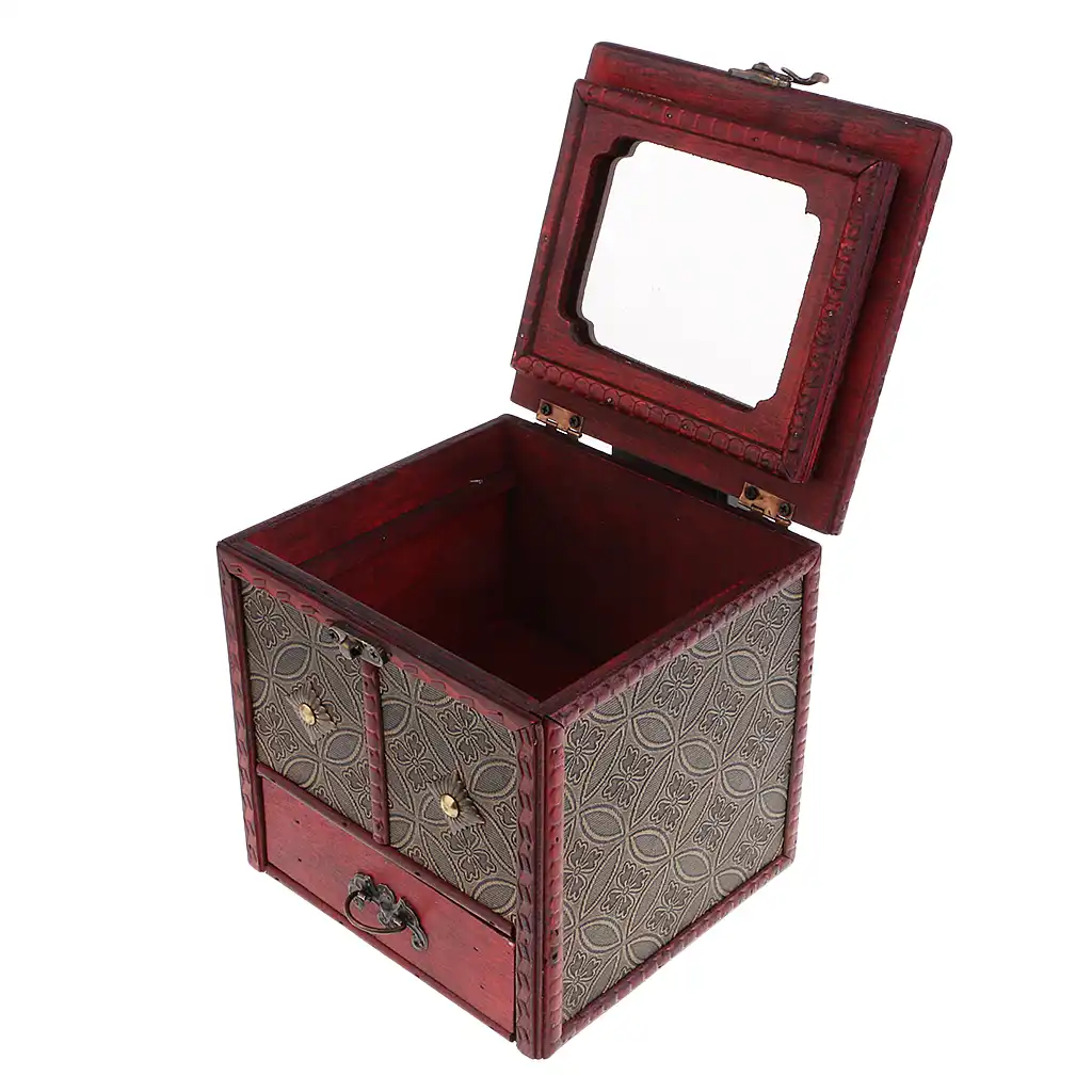 retro antique jewelry box woman girls gift box chinese wooden