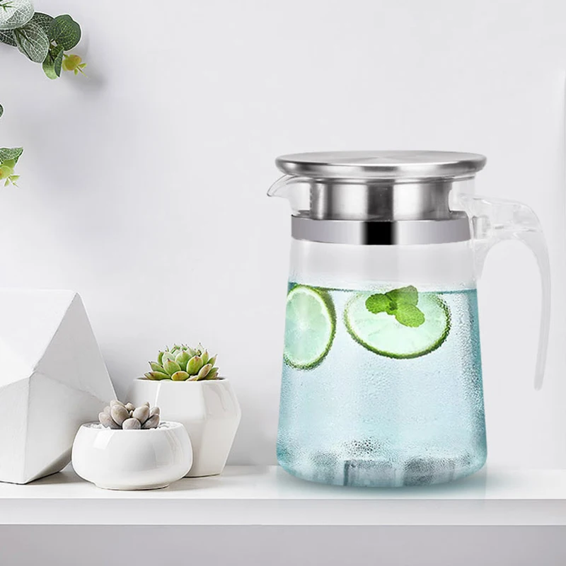 Heat Resistant Carafe Juice Transparent Kettle teapot Glass Water Jug Pitcher with Stainless Steel Filter 500ml 750ml
Heat Resistant Carafe Juice Transparent Kettle teapot Glass Water Jug Pitcher with Stainless Steel Filter 500ml 750ml