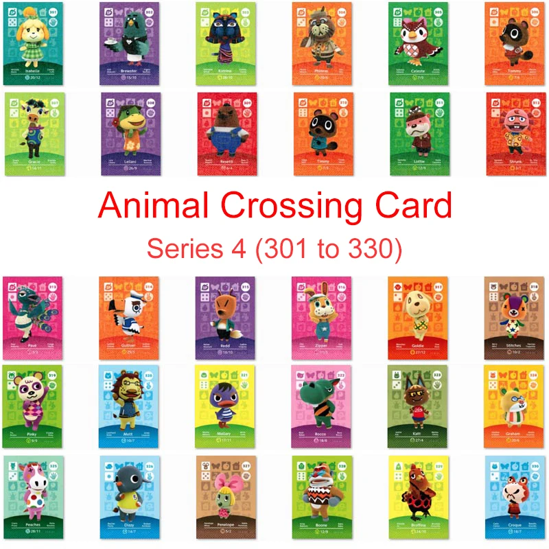 Series 4 (301 to 330) Animal Crossing Card Amiibo Card Work for NS 3DS Switch Game New Horizons Animal Crossing Villager Card
Series 4 (301 to 330) Animal Crossing Card Amiibo Card Work for NS 3DS Switch Game New Horizons Animal Crossing Villager Card