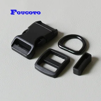 200 sets Metal D rings plastic adjuster slider release buckle rectangular buckle 20mm webbing for DIY dog collar necklace parts
200 sets Metal D rings plastic adjuster slider release buckle rectangular buckle 20mm webbing for DIY dog collar necklace parts