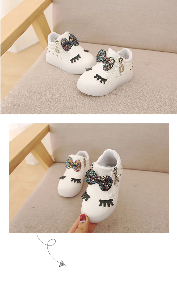 Size 21-30 Children's Glowing Sneakers Children Princess Girls LED Shoes Cute Baby Sneakers and Light Shoes Glowing