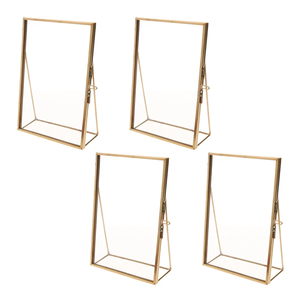 Pack of 4 Vintage Double Sided Glass Gold Metal Freestanding Photo Picture Frame Black 4 Pack of 4 Vintage Double Sided Glass Gold Metal Freestanding Photo Picture Frame Black 4