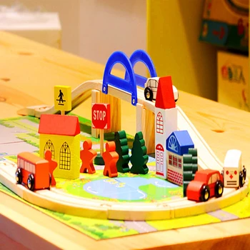 City traffic assembling small train wooden blocks track toys children early education toys birthday gifts 
City traffic assembling small train wooden blocks track toys children early education toys birthday gifts