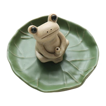 Handmade Ceramic Stick Incense burner Holder,Small Frog Incense,Lotus Leaf Tray,Mini Cute Animal Statue Home Incense burner
Handmade Ceramic Stick Incense burner Holder,Small Frog Incense,Lotus Leaf Tray,Mini Cute Animal Statue Home Incense burner