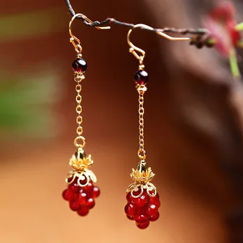 Retro Long Style Earrings Handmade Red Garnet Beautiful Small raspberry Ethnic Jewelry
Retro Long Style Earrings Handmade Red Garnet Beautiful Small raspberry Ethnic Jewelry