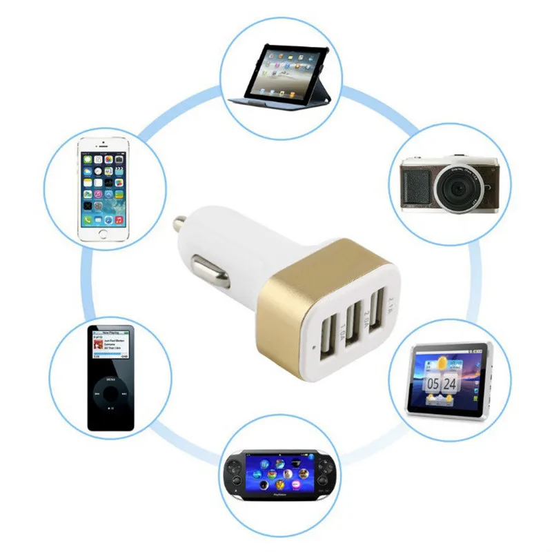 Universal Mini USB 3 Ports Car Charger Adapter DC 5V 2.1A Quick Charging for Cell Phone GPS MP4 Outdoor Car Accessories
Universal Mini USB 3 Ports Car Charger Adapter DC 5V 2.1A Quick Charging for Cell Phone GPS MP4 Outdoor Car Accessories