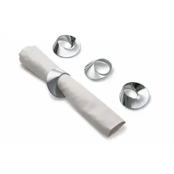 Napkin ring set swirl, designer accessories, Philippi, decoration for table odd shape.
Napkin ring set swirl, designer accessories, Philippi, decoration for table odd shape.