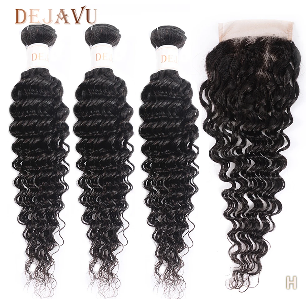 DEJAVU Deep Wave Bundles With Closure Non-Remy Human Hair Closure With Bundles Brazilian Weave With 4*4 Lace Closure Cabelo 
DEJAVU Deep Wave Bundles With Closure Non-Remy Human Hair Closure With Bundles Brazilian Weave With 4*4 Lace Closure Cabelo
