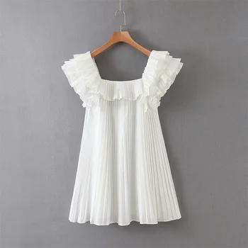 2020 Spring Women's New Wide Straight Collar Sleeveless Lined Short Dress Puffy Laminated Small Pleated Mini Dress
2020 Spring Women's New Wide Straight Collar Sleeveless Lined Short Dress Puffy Laminated Small Pleated Mini Dress