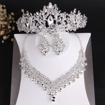 Baroque Luxury Crystal Beads Bridal Jewelry Sets Rhinestone Tiaras Crown Necklace Earrings Wedding African Beads Jewelry Set 
Baroque Luxury Crystal Beads Bridal Jewelry Sets Rhinestone Tiaras Crown Necklace Earrings Wedding African Beads Jewelry Set