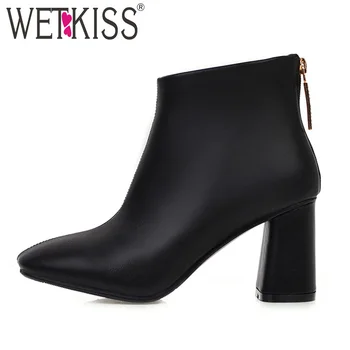 WETKISS Pu Boots Women Ankle Boot High Heels Shoes Female Thick Plush Shoes Ladies Square Toe Shoes Winter 2019 Plus Size 32-48 
WETKISS Pu Boots Women Ankle Boot High Heels Shoes Female Thick Plush Shoes Ladies Square Toe Shoes Winter 2019 Plus Size 32-48
