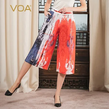 VOA Silk 30mm Printing Heavy Side Zipper Pocket Contrast Stitching Elastic Seven over-the-Knee Wide Leg Pants K1339
VOA Silk 30mm Printing Heavy Side Zipper Pocket Contrast Stitching Elastic Seven over-the-Knee Wide Leg Pants K1339