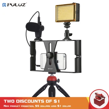 PULUZ Smartphone Video Rig Kit Smartphone Video Grip with Microphone +Video Light + Cold Shoe Tripod Head+Mini Tripod for iPhone
PULUZ Smartphone Video Rig Kit Smartphone Video Grip with Microphone +Video Light + Cold Shoe Tripod Head+Mini Tripod for iPhone