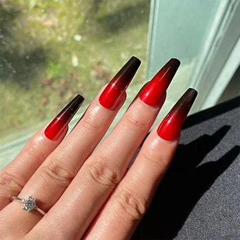 24pcs fake long fingernail red and black gradient long ballet wear nail finished fake nail patch nail waterproof nail acrylic 
24pcs fake long fingernail red and black gradient long ballet wear nail finished fake nail patch nail waterproof nail acrylic