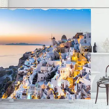Shower Curtain Set with Hooks 60x72 Inches 100T Sunset Awaresome Oia Windmill Holiday Santorini Greece Panorama Houses Holidays
Shower Curtain Set with Hooks 60x72 Inches 100T Sunset Awaresome Oia Windmill Holiday Santorini Greece Panorama Houses Holidays