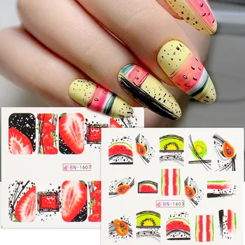Fruit Nail Sticker Lemon Strawberry Avocado Watermelon Cherry Orange Banana Water Transfer Slider Summer Decor SABN1597-1608-1