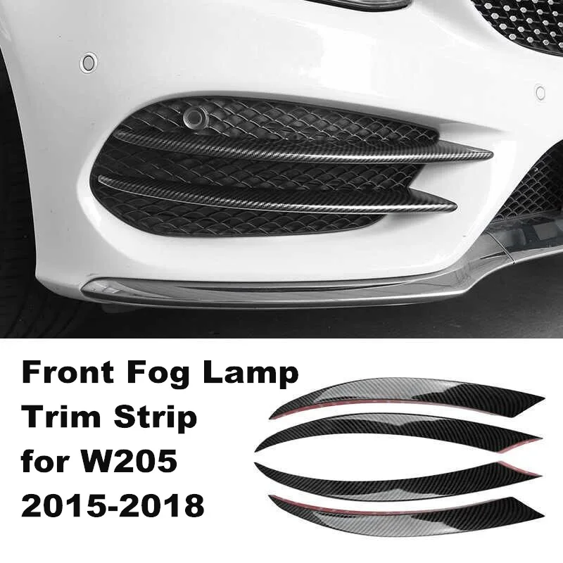 

Car styling Front fog lamps cover grille slats lights Sticker decoration strips For Benz C Class W205 auto Accessories