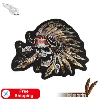 Indian Features Skull Embroidery Patch Large Size Iron on for Clothing Decration Punk Fashion Applique Back Motorcycle Stickers
Indian Features Skull Embroidery Patch Large Size Iron on for Clothing Decration Punk Fashion Applique Back Motorcycle Stickers