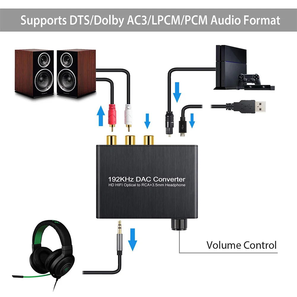 Volume Control Digital Optical Left Right Analog Portable Strong Compatibility Converter Audio Decoder Coaxial DTS Stereo Signal
Volume Control Digital Optical Left Right Analog Portable Strong Compatibility Converter Audio Decoder Coaxial DTS Stereo Signal