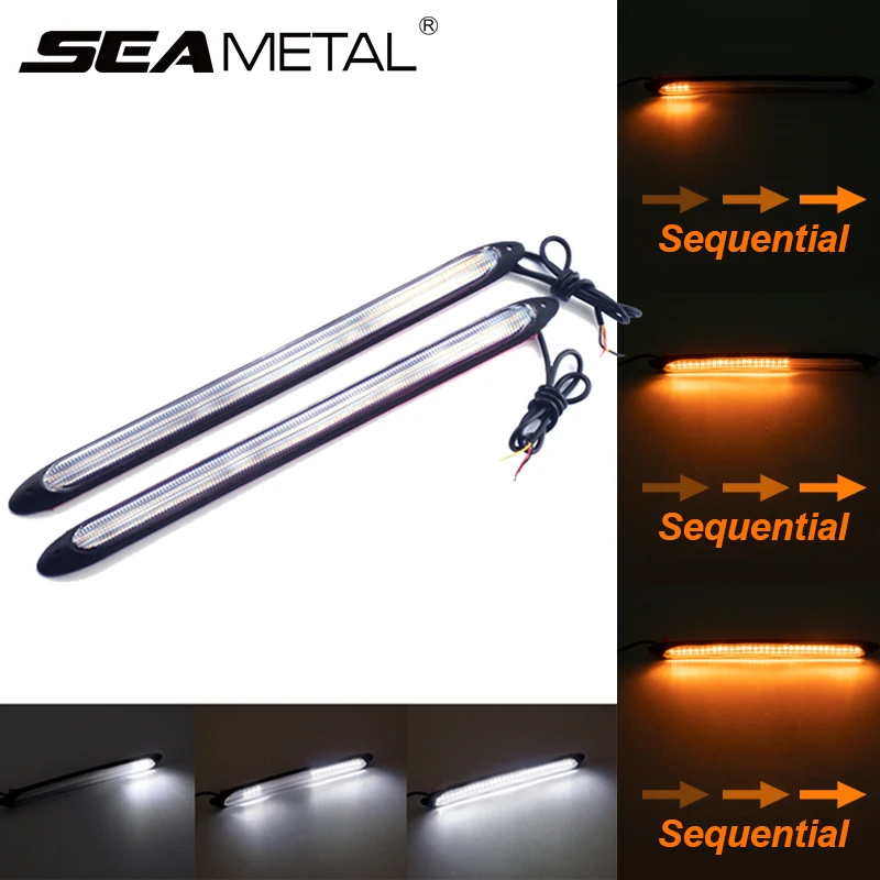 2PCS Car DRL LED Daytime Running Lights For Car Headlight Waterproof Sequential Flow Yellow Turn Signal White DRL External Light
2PCS Car DRL LED Daytime Running Lights For Car Headlight Waterproof Sequential Flow Yellow Turn Signal White DRL External Light