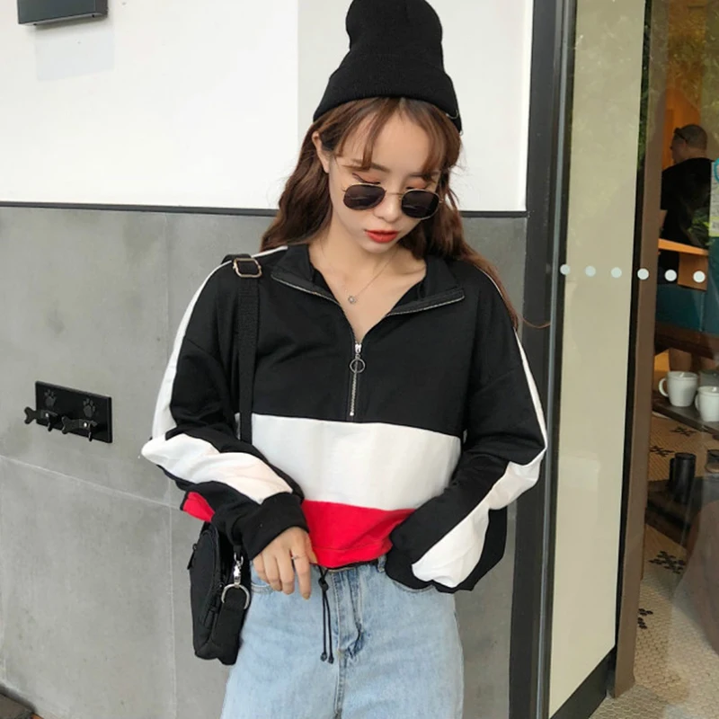 Hip Hop Hoodie Women Half Zip Thin Sweatshirt Long-Sleeved Loose Ladies Streetwear Pullover Autumn Clothes
Hip Hop Hoodie Women Half Zip Thin Sweatshirt Long-Sleeved Loose Ladies Streetwear Pullover Autumn Clothes