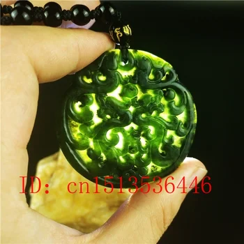 

Certified Chinese Natural Black Green Jade Dragon Phoenix Pendant Necklace Fashion Jewellery Hand-Carved Amulet Sweater chain