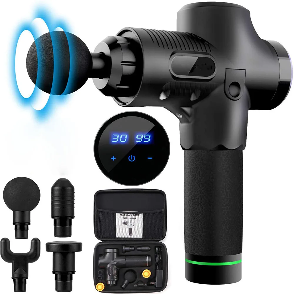 LCD Display Massage Gun Deep Muscle Massager Muscle Pain Body Massage Exercising Relaxation Slimming Shaping Pain Relief
LCD Display Massage Gun Deep Muscle Massager Muscle Pain Body Massage Exercising Relaxation Slimming Shaping Pain Relief