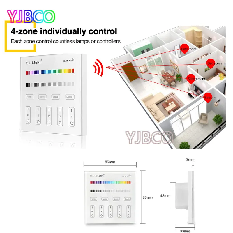 Smart Panel Remote Controller,T3 Milight 4-Zone AC220V RGB/RGBW and brightness dimming for led strip light lamp or bulb lights
Smart Panel Remote Controller,T3 Milight 4-Zone AC220V RGB/RGBW and brightness dimming for led strip light lamp or bulb lights