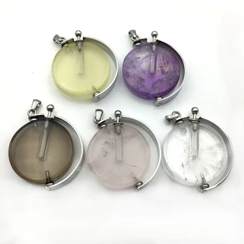 natural rotate gems stone Perfume Bottle round shape swing vial rose quartzs pendulum amethysts Essential Oils Diffuser necklace
natural rotate gems stone Perfume Bottle round shape swing vial rose quartzs pendulum amethysts Essential Oils Diffuser necklace