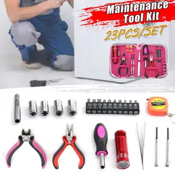 23pcs Hand Tool Set Household Hand Tool Maintenance Tools Kit With Pink Toolbox Storage Case for Women Female Girls
23pcs Hand Tool Set Household Hand Tool Maintenance Tools Kit With Pink Toolbox Storage Case for Women Female Girls