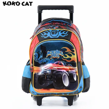 

Kids Racing Car Primary School Rolling Backpack Wheeled Girl Backpacks With Wheels Trolley Bag for Teenager Children Bookbag