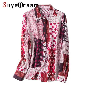SuyaDream Women 100%Silk Crepe Blouse Long Sleeved Printed Turn Down Collar Button Office Blouses 2020 Spring Shirt
SuyaDream Women 100%Silk Crepe Blouse Long Sleeved Printed Turn Down Collar Button Office Blouses 2020 Spring Shirt