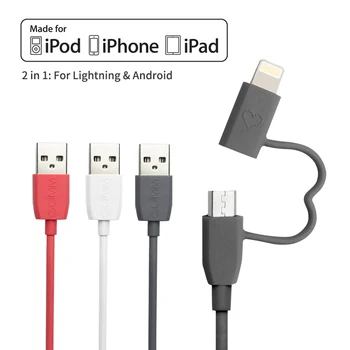 GGMM MFi Certificated Cable for Apple iPhone USB Cable for Lghtning ios Fast Charger for Android Micro USB 2 in 1 Charger Cable
GGMM MFi Certificated Cable for Apple iPhone USB Cable for Lghtning ios Fast Charger for Android Micro USB 2 in 1 Charger Cable