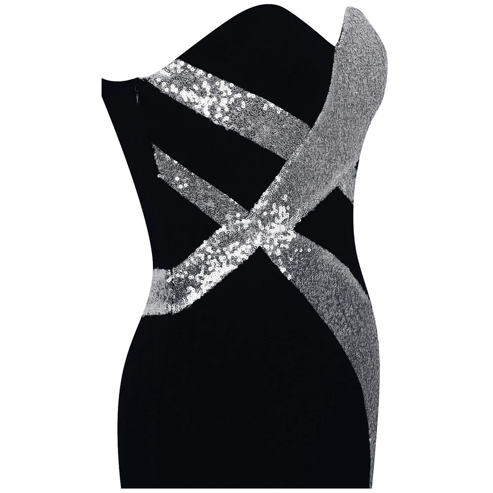 Женское длинное вечернее платье Angel fashions черное или белое без бретелек Модель