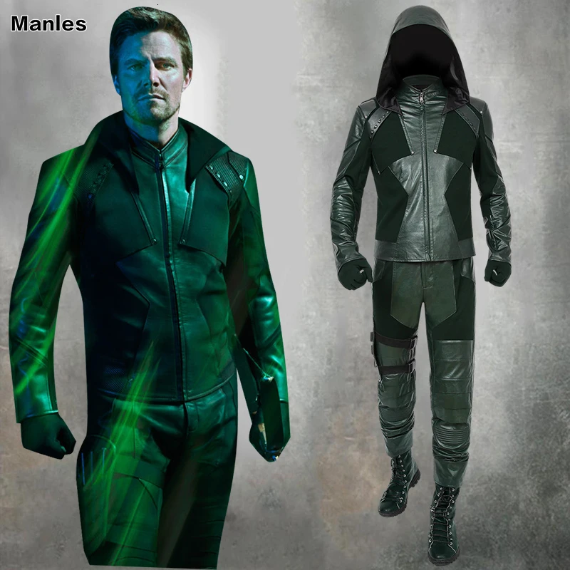 

DC Arrow Season 8 Cosplay Costume Green Arrow Oliver Queen Arrowverse Adult Jacket Halloween Costumes For Unisex Custom Boots