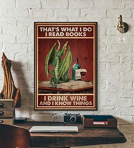 That's What I Do Read Books Drink Wine and Know Things Sign Art Print Lover Gift Love Reading | Дом и сад